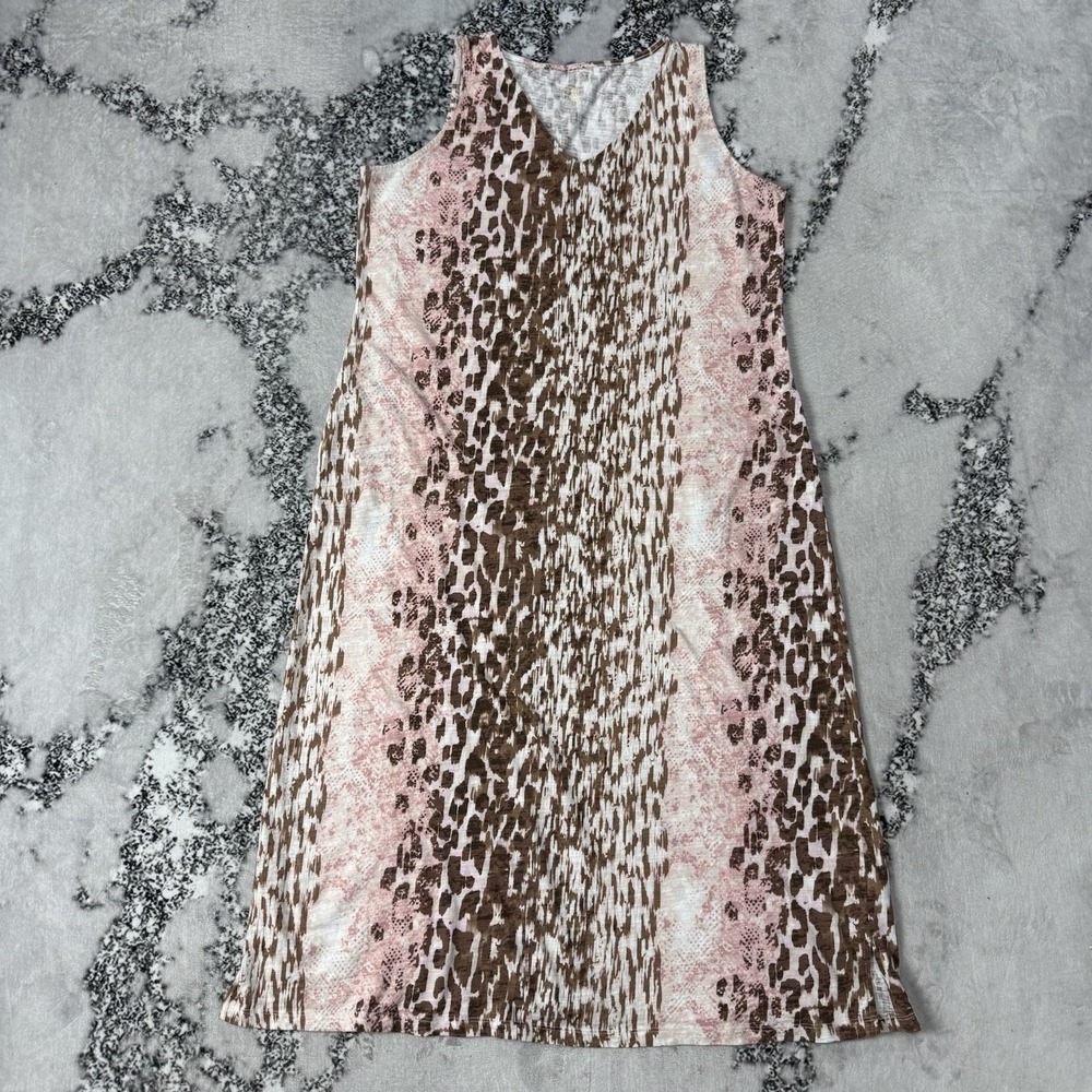 Belle Snake Print Dress Womens Size 8 Brown Pink  V Neck‎ Maxi Sleeveless Light